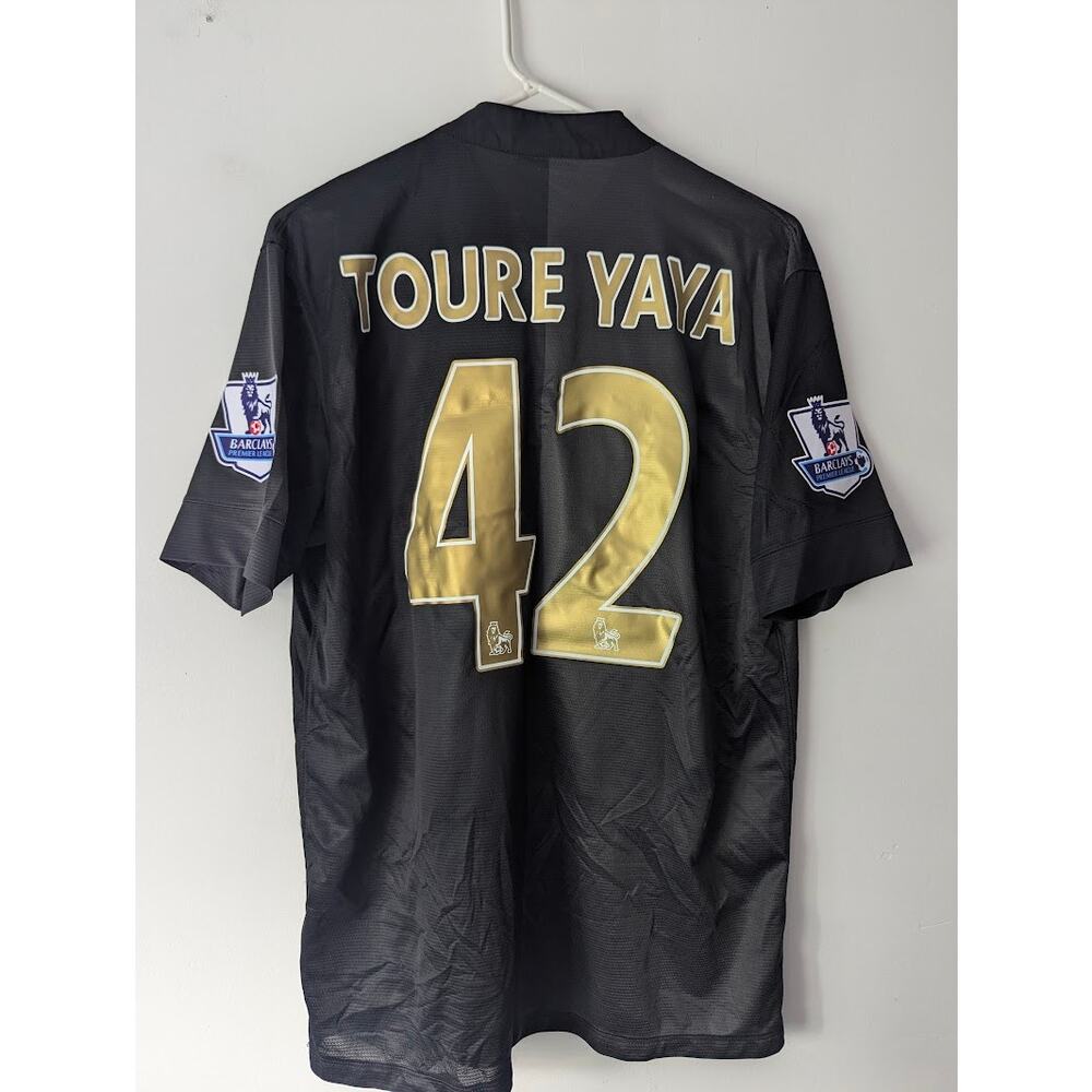 Man City Yaya Touré 2013/14 Away Jersey Large EPL Fully Patched